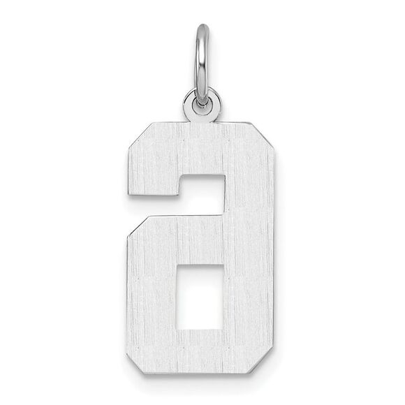 14k White Gold, Varsity Collection, Large D/C Pendant, Number 6 - Picture 3 of 6